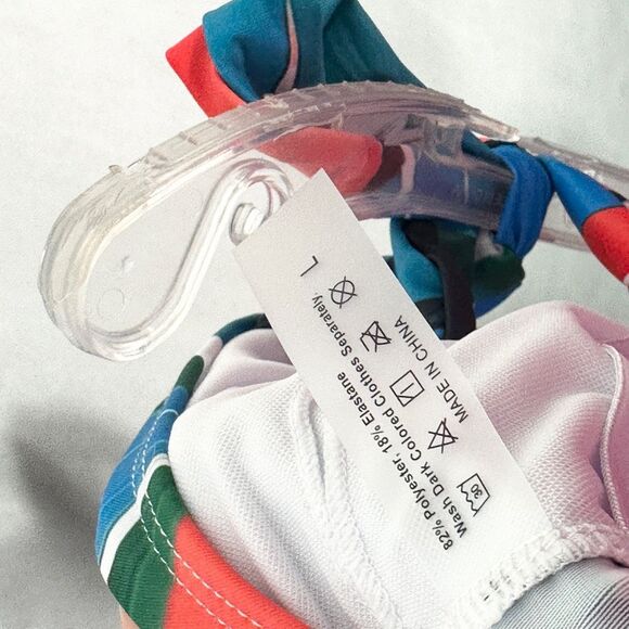 Tropical Swimsuit Size Large Womens One Piece Tie Straps Red Blue Green NWOT 558 - Picture 8 of 9